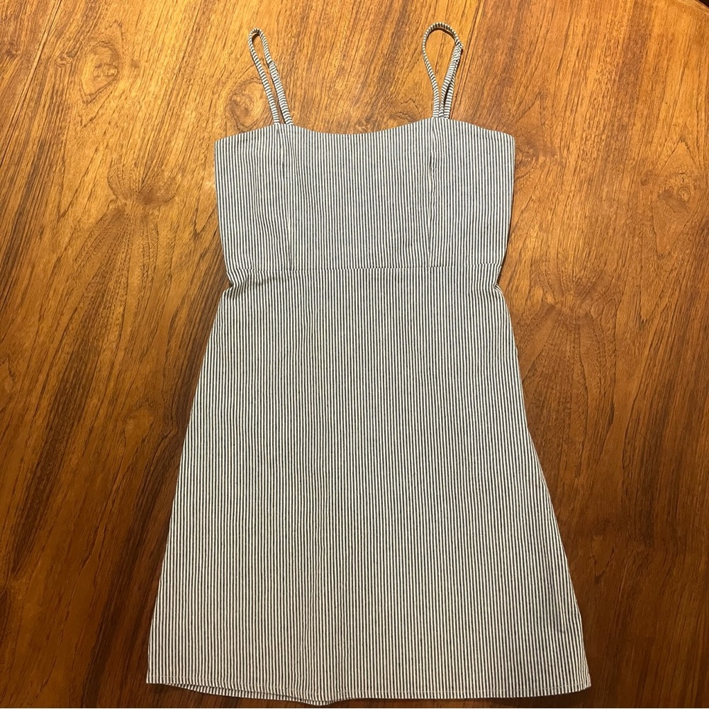 Brandy Melville Blue and White Pinstripe Mini Dress